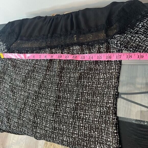 White House Black Market Women’s 0 Blouse Black White Long Sleeve Keyhole Back - Picture 7 of 11